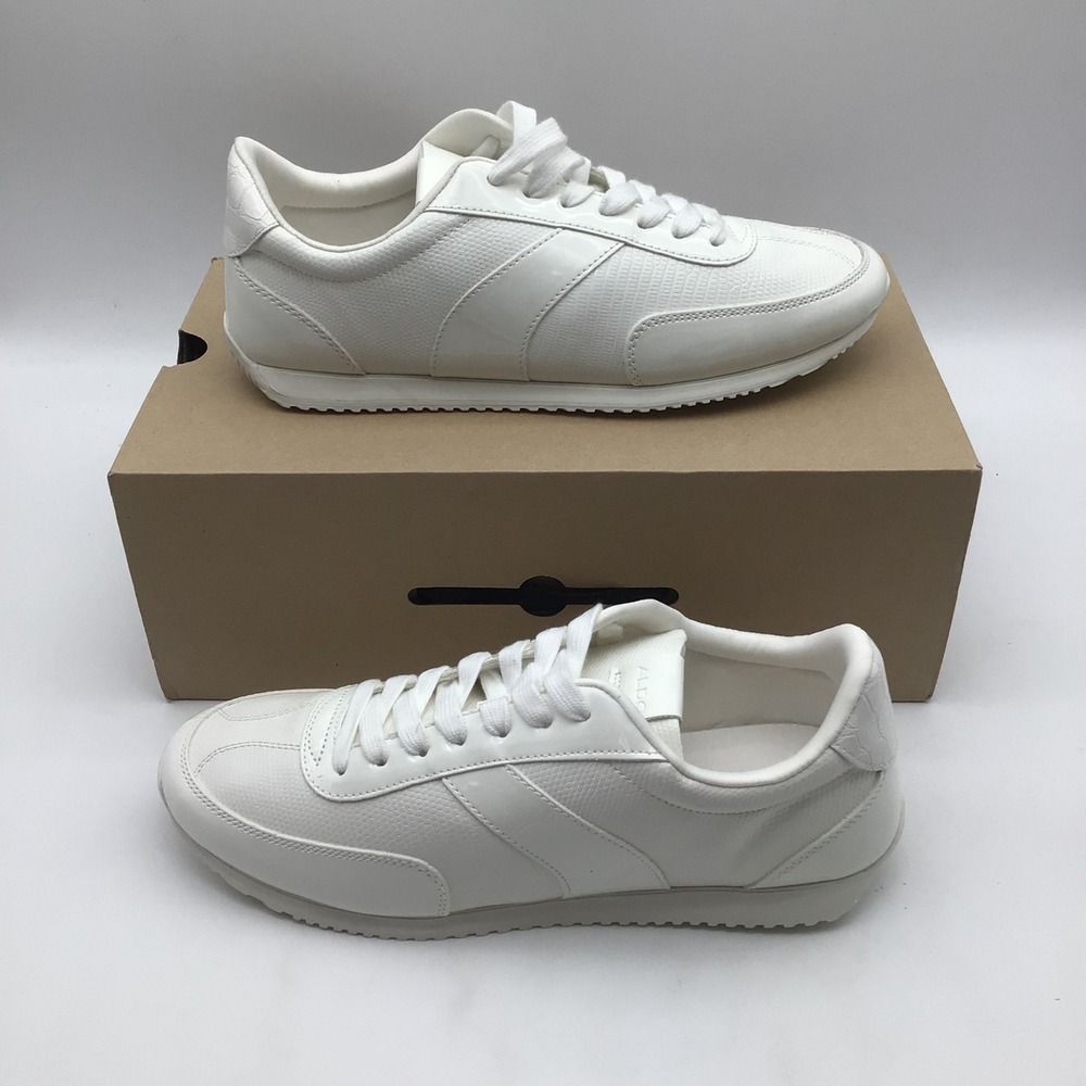 Aldo Nathaniell-116 Mens White Low Top Sneakers Mixed‎ Texture Shoes Size 12 NEW